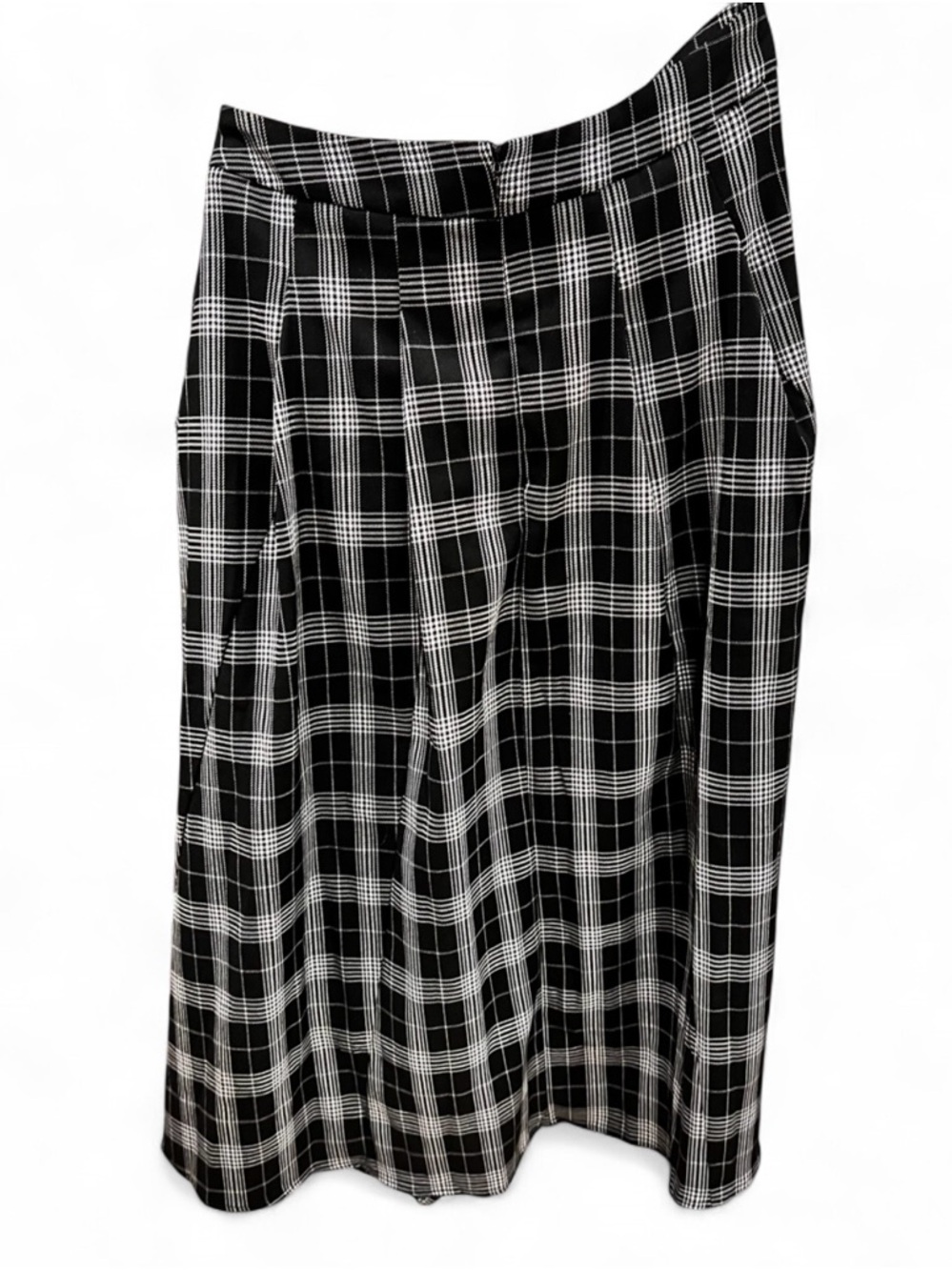 Commense Black & White Plaid Tie-Front Midi Skirt - Picture 2 of 3
